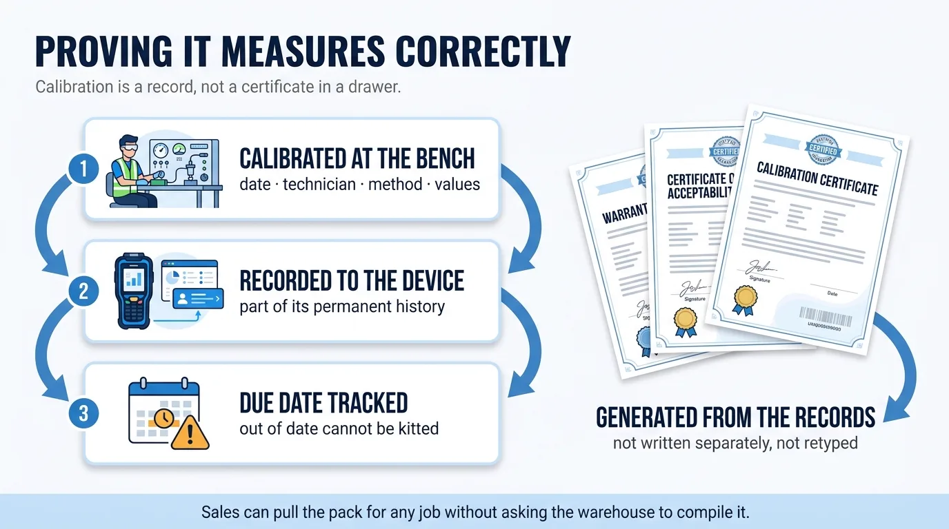 Proving it measures correctly — calibration as a record