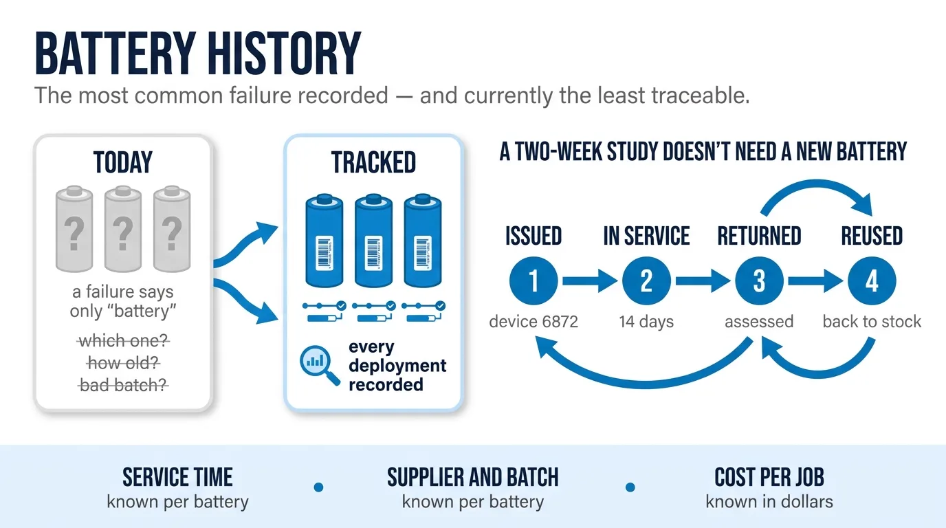 Battery history — from 'a failure says only battery' to every deployment recorded